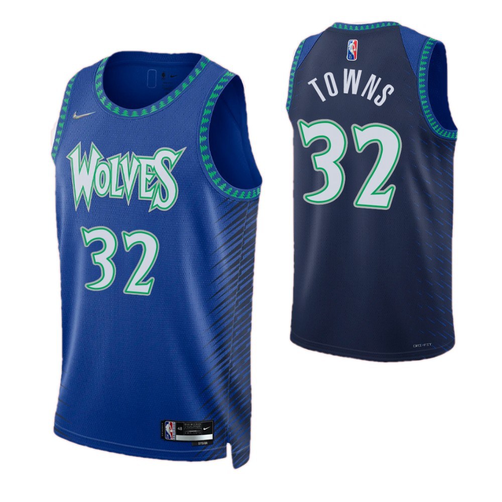 Men's Minnesota Timberwolves Towns #32 Blue 2021/22 Swingman NBA Jersey - City Edition-Pro Kit Vault | Brand New 26/27 Sports Jerseys